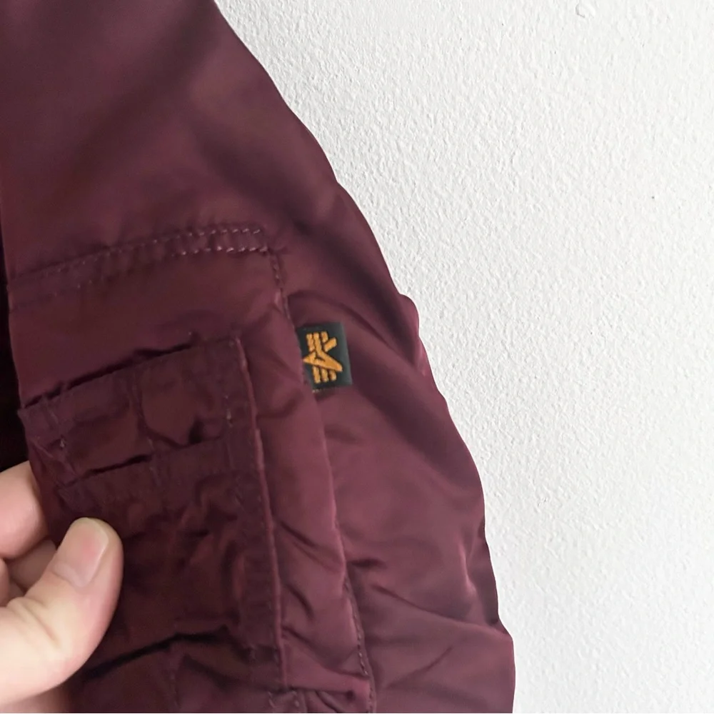 Alpha Industries MA-1 Deep Burgundy Bomber Jacket - Picture 3 of 10